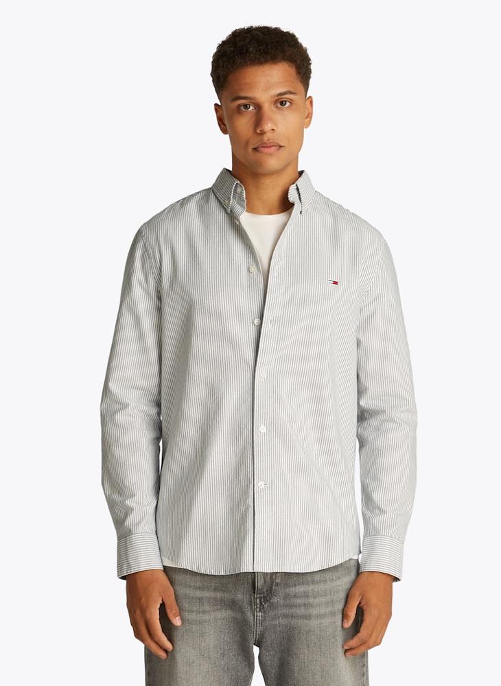 TOMMY JEANS Slim Cotton Stripe Oxford Shirt  - Image 1