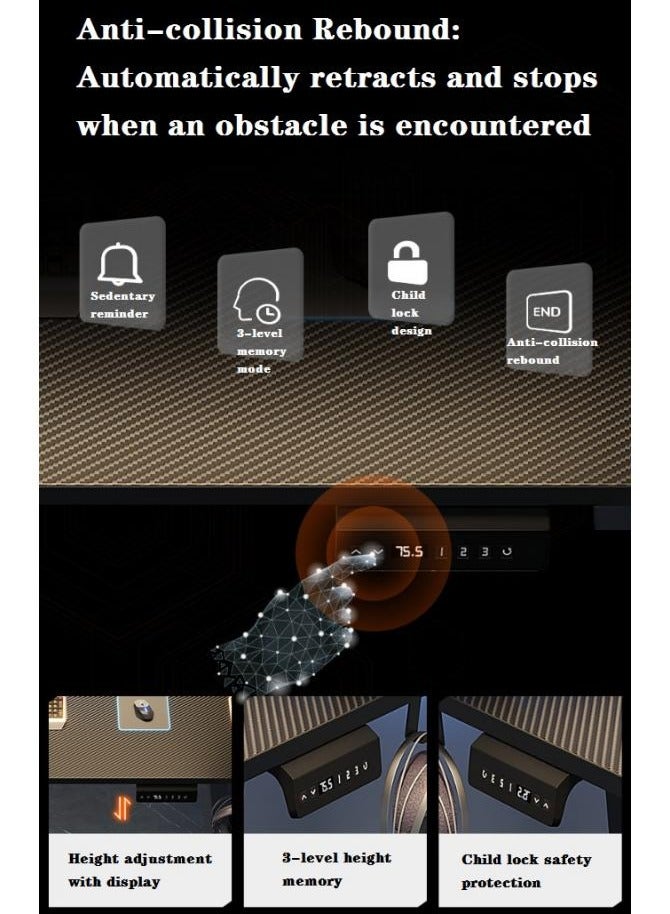 إيونتو مكتب كهربائي قائم - ارتفاع قابل للتعديل 70-115 سم مع ذاكرة مسبقة الإعداد وخطاف تخزين ومساحة سطح طاولة واسعة 120×70 سم للمكتب والدراسة وإعدادات الألعاب - Image 2