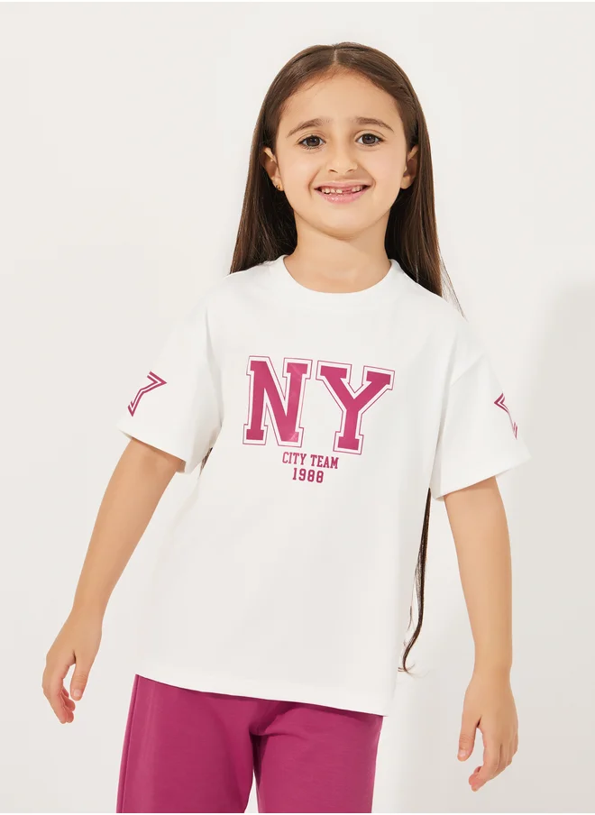Styli Styli Oversized Logo Print T-Shirt and Flared Joggers Co-Ords Set