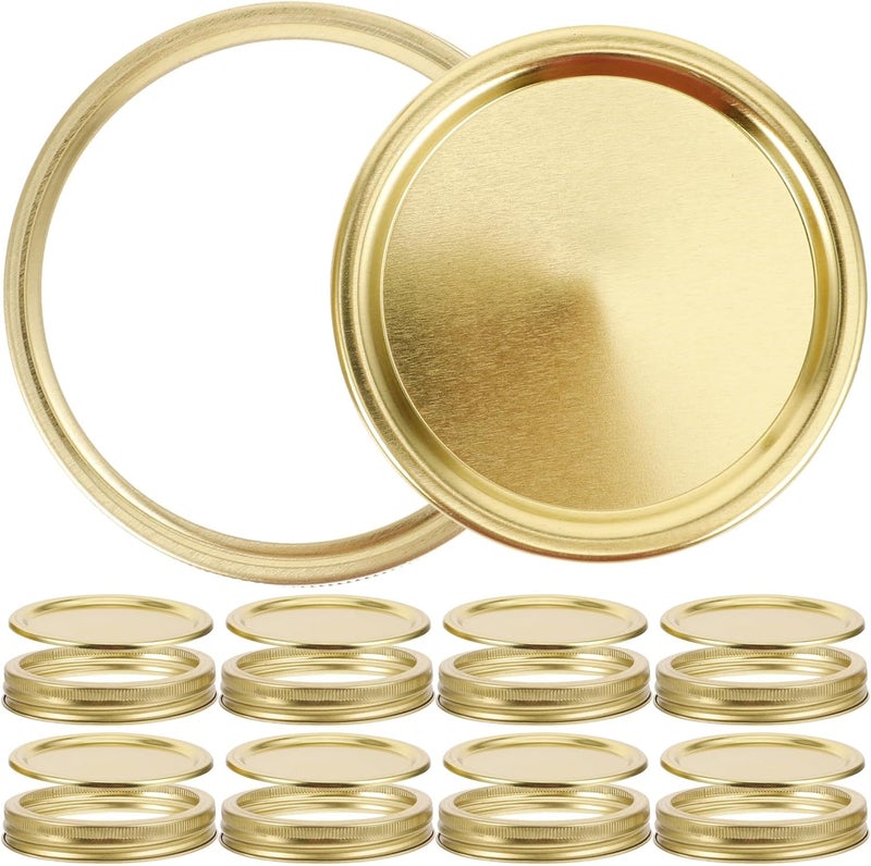 Leak-proof Wide Mouth Jar Lids and Rings 86mm Tinplate Metal Sealing Covers for Canning and Storage, Airtight Replacement Caps Set with 12 Metallic Rings and 12 Metallic Lids - Image 1