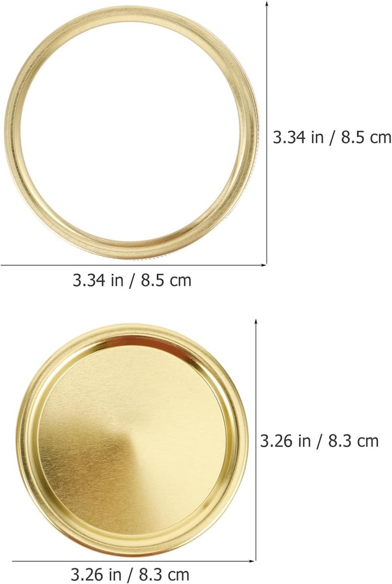 Leak-proof Wide Mouth Jar Lids and Rings 86mm Tinplate Metal Sealing Covers for Canning and Storage, Airtight Replacement Caps Set with 12 Metallic Rings and 12 Metallic Lids - Image 2