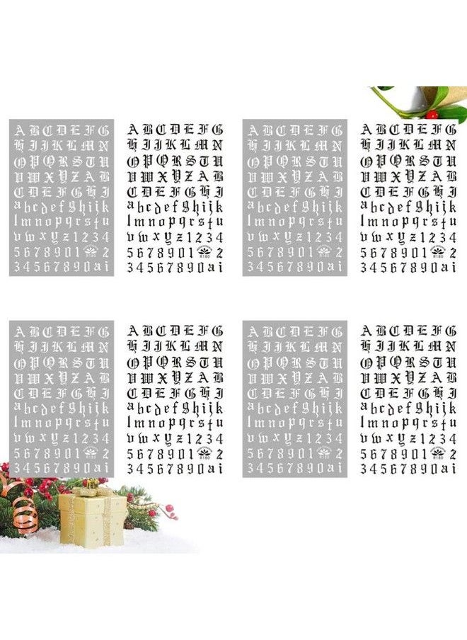minkissy - 4 Sets Letters And Number Nail Stickers Tip Nail Art Adhesive Decals Nail Wrap Manicure Old English Alphabet Stripe (Black And White In 1 Set) - Image 1