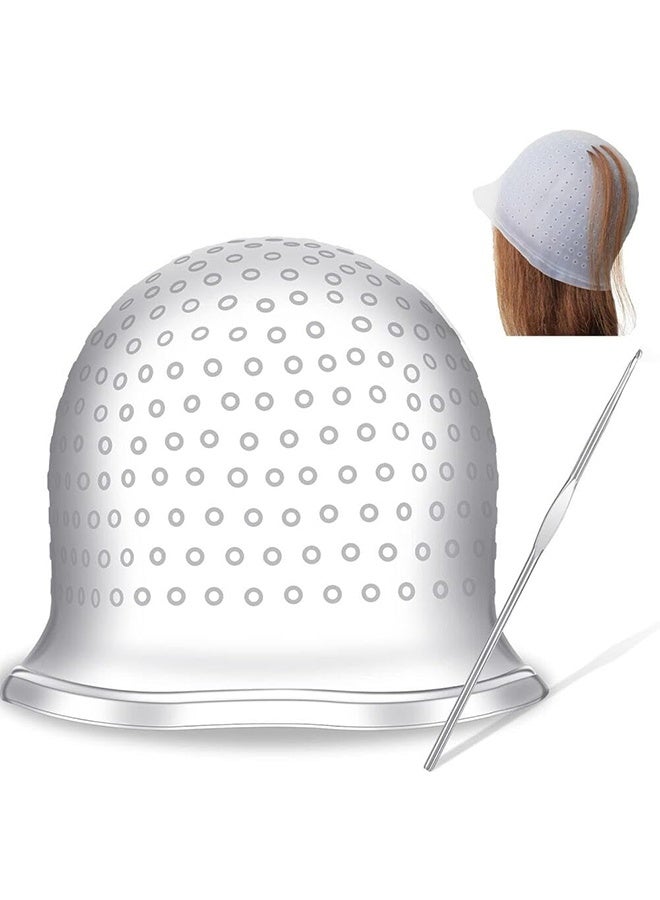 JS Reusable Hair Coloring Highlight Dye Cap, White - Image 1