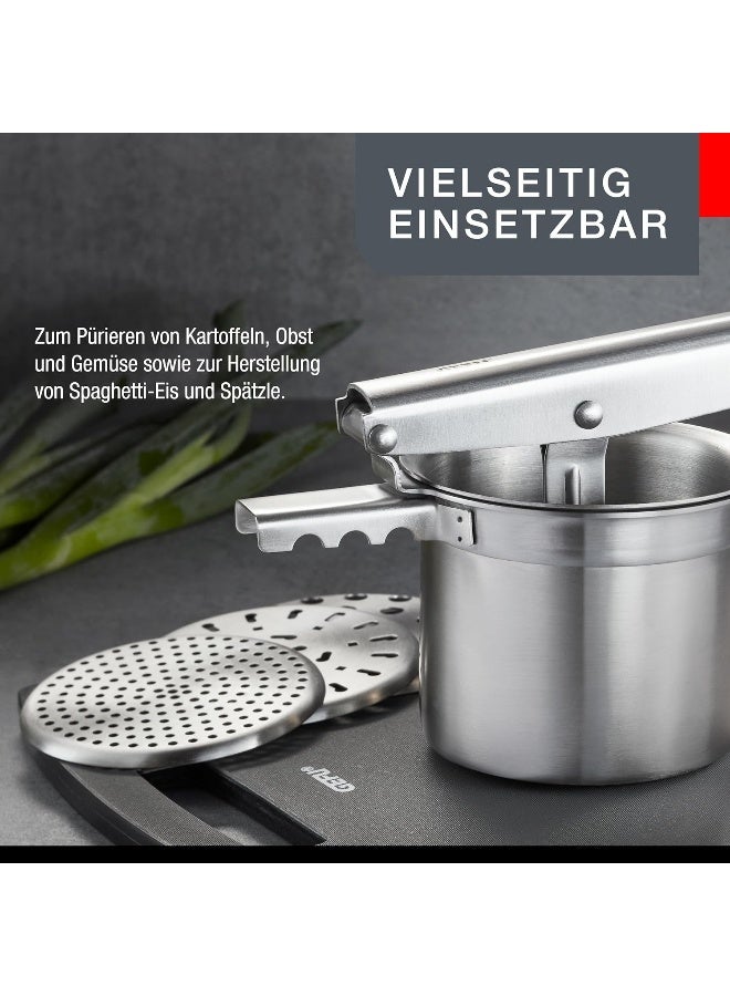 GEFU ضغط البطاطس والعصير وسبايتزل من GEFU Prenso لبطاطس مهروسة ناعمة، سبايتزل منزلي وآيس كريم سباغيتي، ضغط الفواكه، من الفولاذ المقاوم للصدأ - Image 3