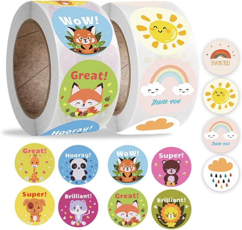 جيه زد اس ملصقات مكافآت وحوافز للأطفال، ملصقات تحفيزية وتشجيعية للأطفال، 1000 قطعة، 2.5 سم (12 لونًا) - Image 1