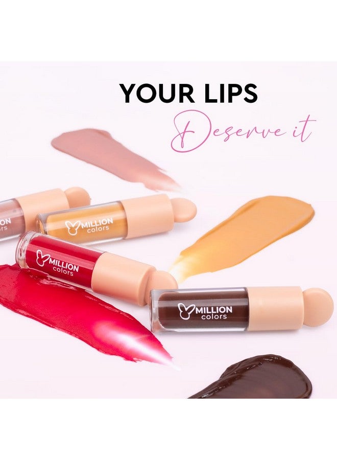 Million Colors Tinted Glow Lip Tint Balm Oil For Women Dark, Dry and Chapped Lips | Provides Hydration, Moisturizing and Plump - (Pack of 4 - Peach, Strawberry, Chocolate, Honey) - 8ml - Image 3
