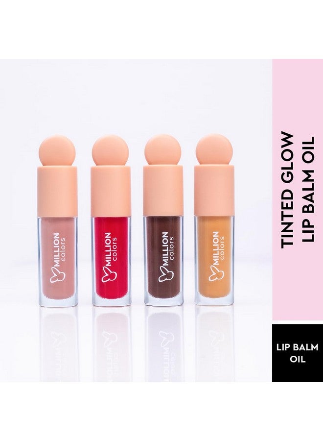 Million Colors Tinted Glow Lip Tint Balm Oil For Women Dark, Dry and Chapped Lips | Provides Hydration, Moisturizing and Plump - (Pack of 4 - Peach, Strawberry, Chocolate, Honey) - 8ml - Image 2