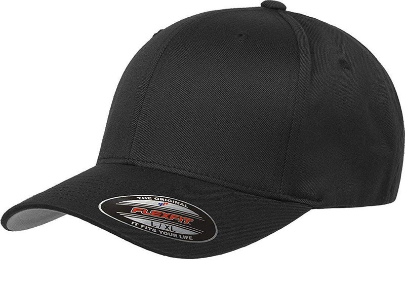 Flexfit Unisex Wooly Combed Twill Cap - 6277 (Black, Adult XXL (7 3/8"- 8")) - Image 1