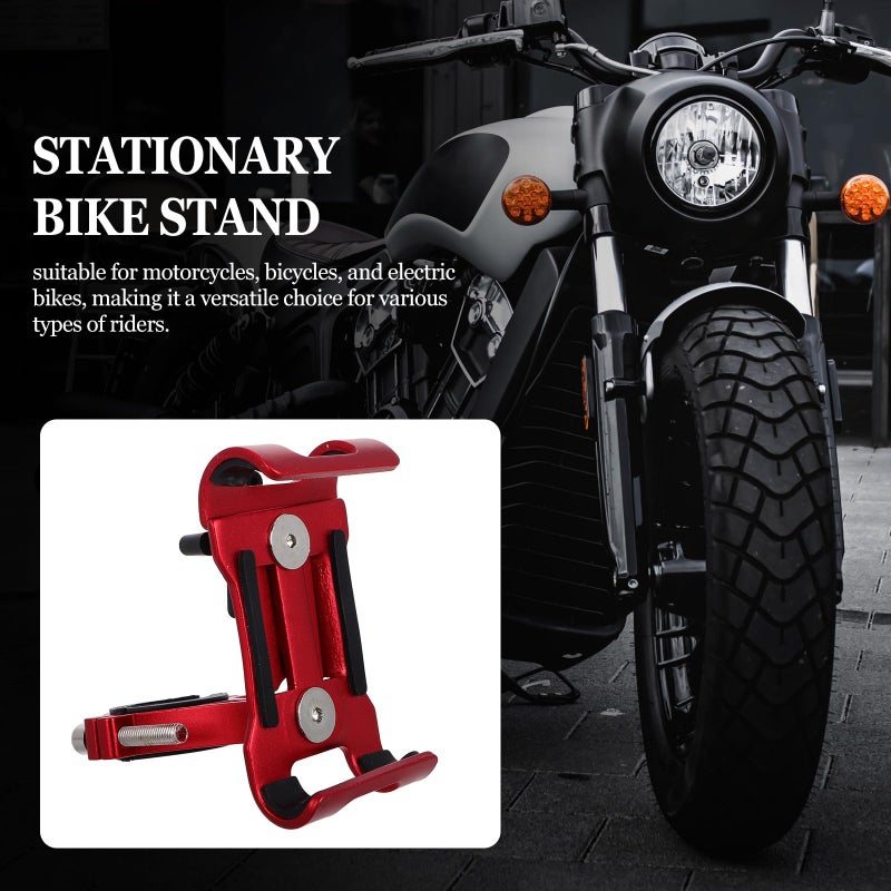 Universal Motorcycle Bicycle Phone Mount Handlebar Holder Aluminum Alloy Red - Image 4