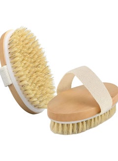 ORiTi ORiTi Dry Body Brush,Shower Brush with non Slip Straps,Natural Bristles Bath Brush, ​for All Kinds of Skin, Cleans the Body Easily  - Image 1