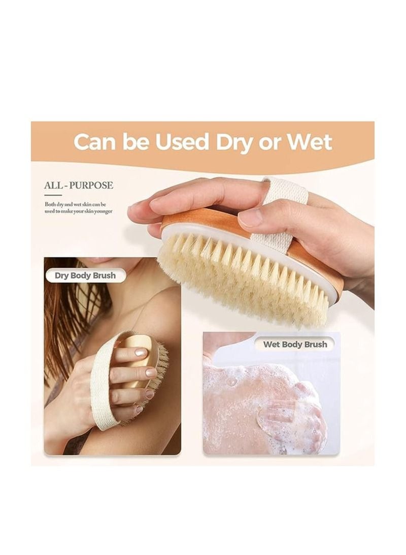 ORiTi ORiTi Dry Body Brush,Shower Brush with non Slip Straps,Natural Bristles Bath Brush, ​for All Kinds of Skin, Cleans the Body Easily - Image 5