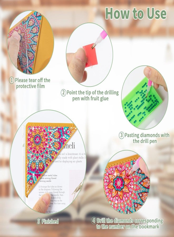 ALKALO 6 PCS Diamond Art Bookmarks, Diamond Painting Bookmarks for Book Lovers 5D DIY Bookmark Corner Bookmark Adults Crafts Diamond Art Kits for Adults Kids Home Office Beginner Adults Gift - Image 5