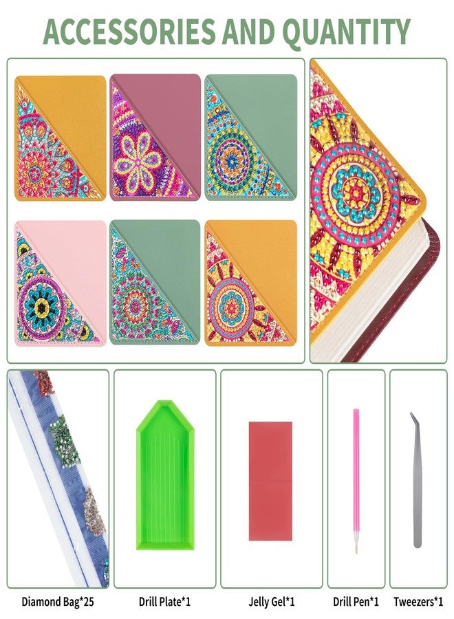 ALKALO 6 PCS Diamond Art Bookmarks, Diamond Painting Bookmarks for Book Lovers 5D DIY Bookmark Corner Bookmark Adults Crafts Diamond Art Kits for Adults Kids Home Office Beginner Adults Gift - Image 4
