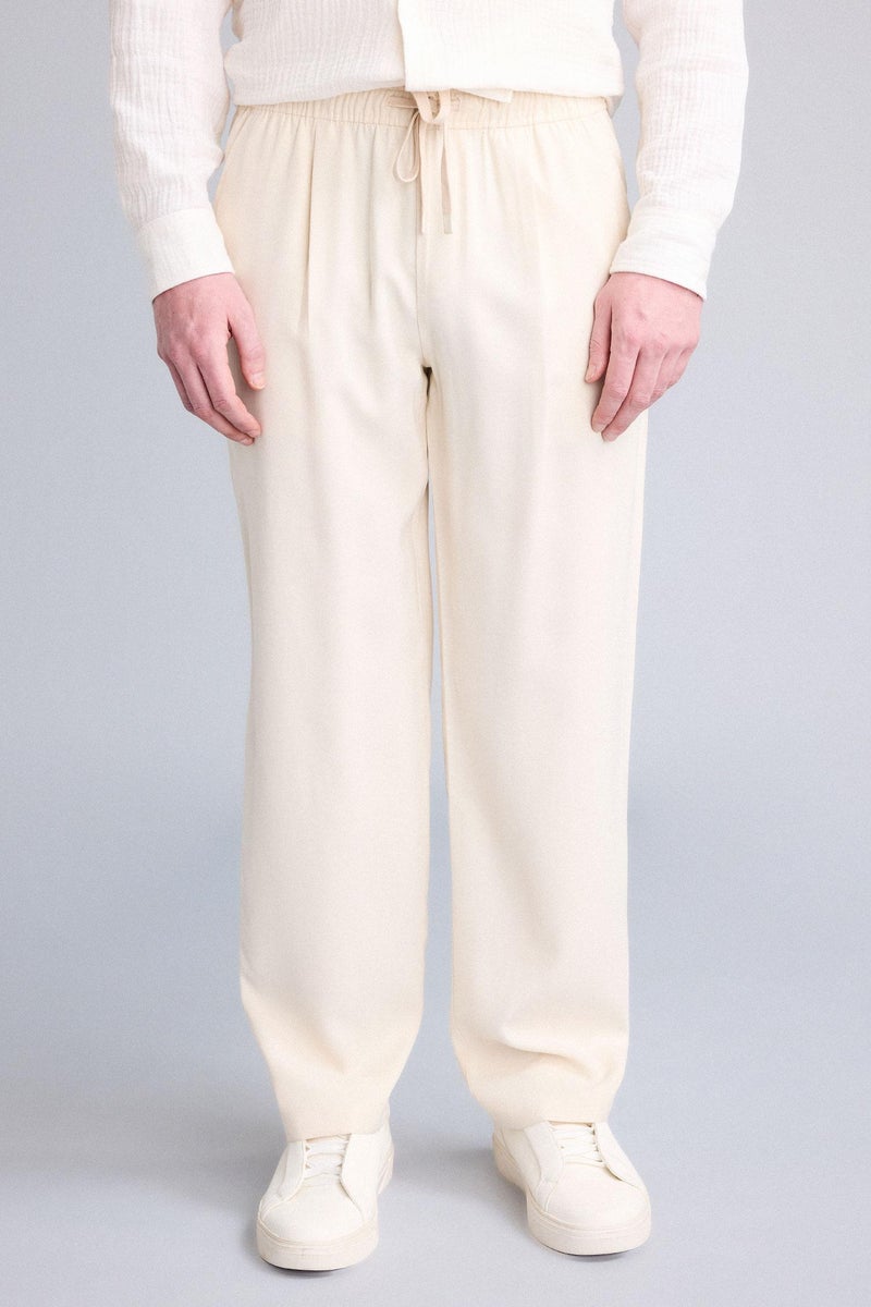 DeFacto Beige Man Soft Textured Relax Fit Trousers Casual - Image 4