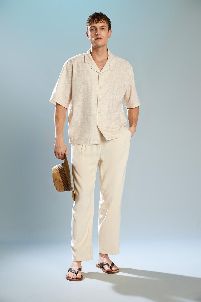 DeFacto Beige Man Soft Textured Relax Fit Trousers Casual - Image 1