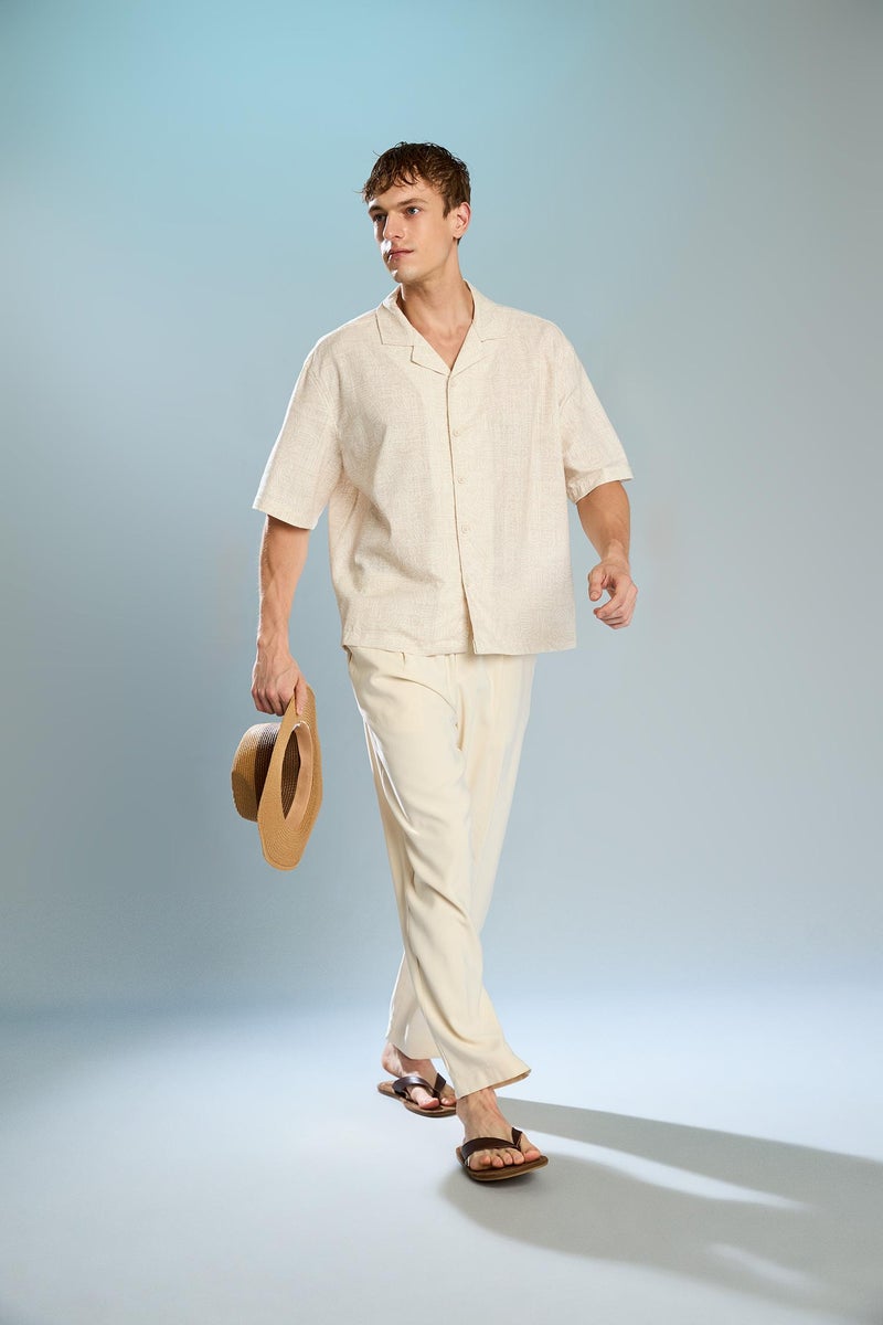 DeFacto Beige Man Soft Textured Relax Fit Trousers Casual - Image 2