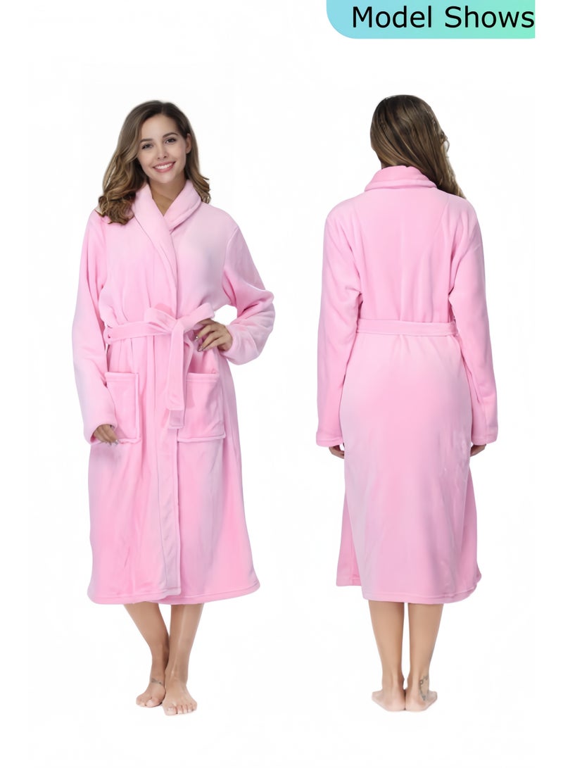 هالامودو رداء حمام نسائي من الصوف الناعم لباس نوم طويل دافئ من الصوف لباس نوم دافئ شتوي رداء طويل من الصوف الناعم رداء حمام فاخر - Image 2