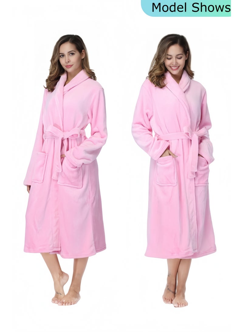 هالامودو رداء حمام نسائي من الصوف الناعم لباس نوم طويل دافئ من الصوف لباس نوم دافئ شتوي رداء طويل من الصوف الناعم رداء حمام فاخر - Image 3