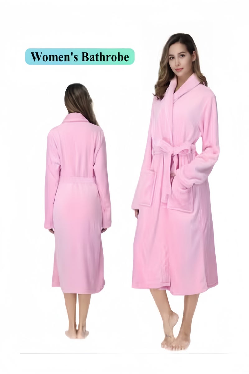 هالامودو رداء حمام نسائي من الصوف الناعم لباس نوم طويل دافئ من الصوف لباس نوم دافئ شتوي رداء طويل من الصوف الناعم رداء حمام فاخر - Image 1