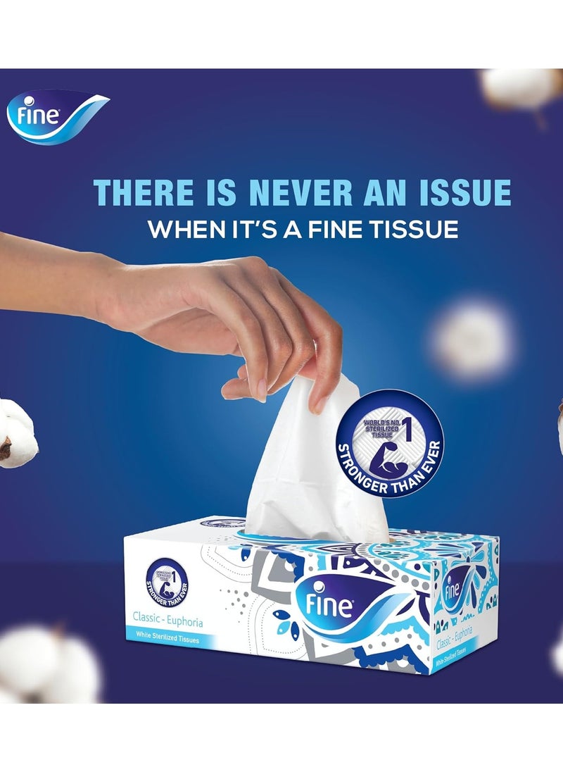 Fine Fine Classic Euphoria, Soft, Sterilized, White Facial Tissues, 130x2Ply, Pack of 6+2 Free boxes, Total of 1040 tissues  - Image 2