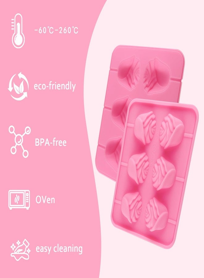 Lukinuo Rose Cake Pop Mold Kit 2 Pack Rose Lollipop Mold Flower Sucker Molds Flower Lollipop Baking Molds Tray with 300pcs Lollypop Sucker Sticks and Bags for Chocolate Jelly Hard Candy Cake Cupcake - Image 3