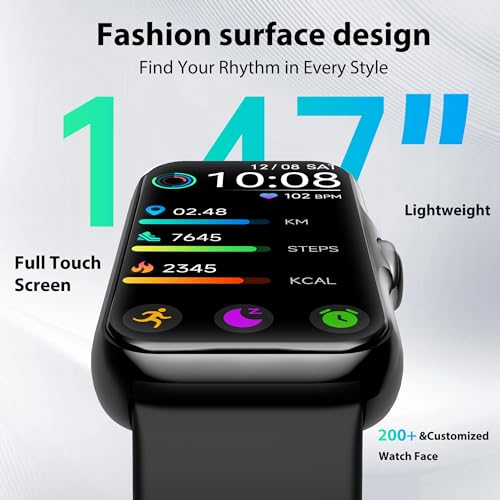 JYUAJOI Fitness Tracker with 24/7 Continuous Heart Rate, Blood Oxygen Monitor, Smart Watch with Sleep Monitor, IP68 Waterproof Activity Tracker Step Counter for Women Men (Black) - Image 2