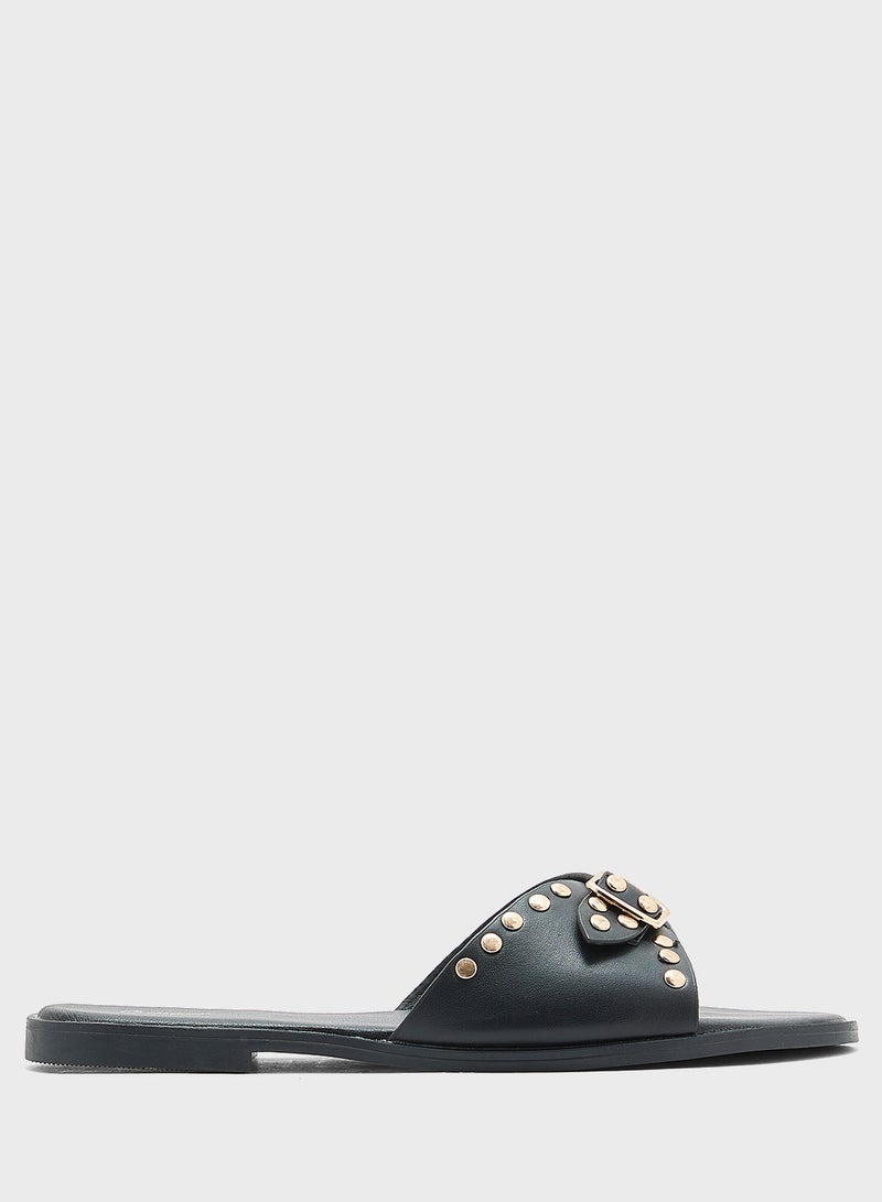 Ginger Chunky Buckle Studded Flat Sandal - Image 1