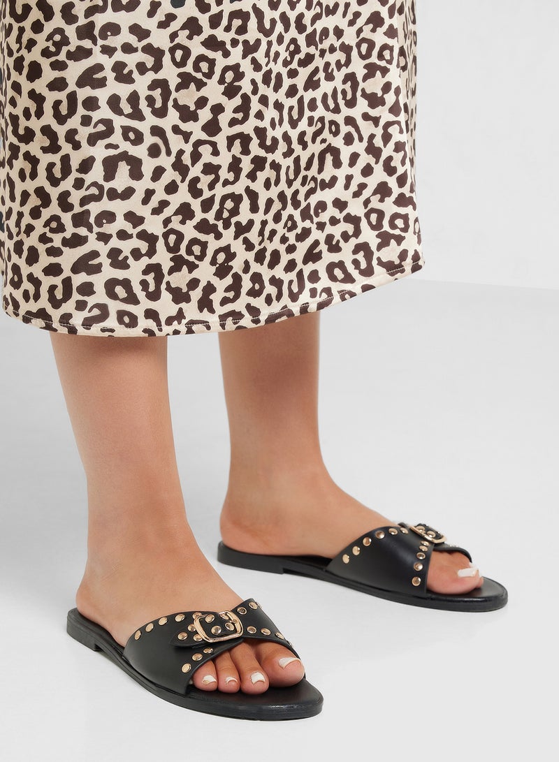 Ginger Chunky Buckle Studded Flat Sandal - Image 5