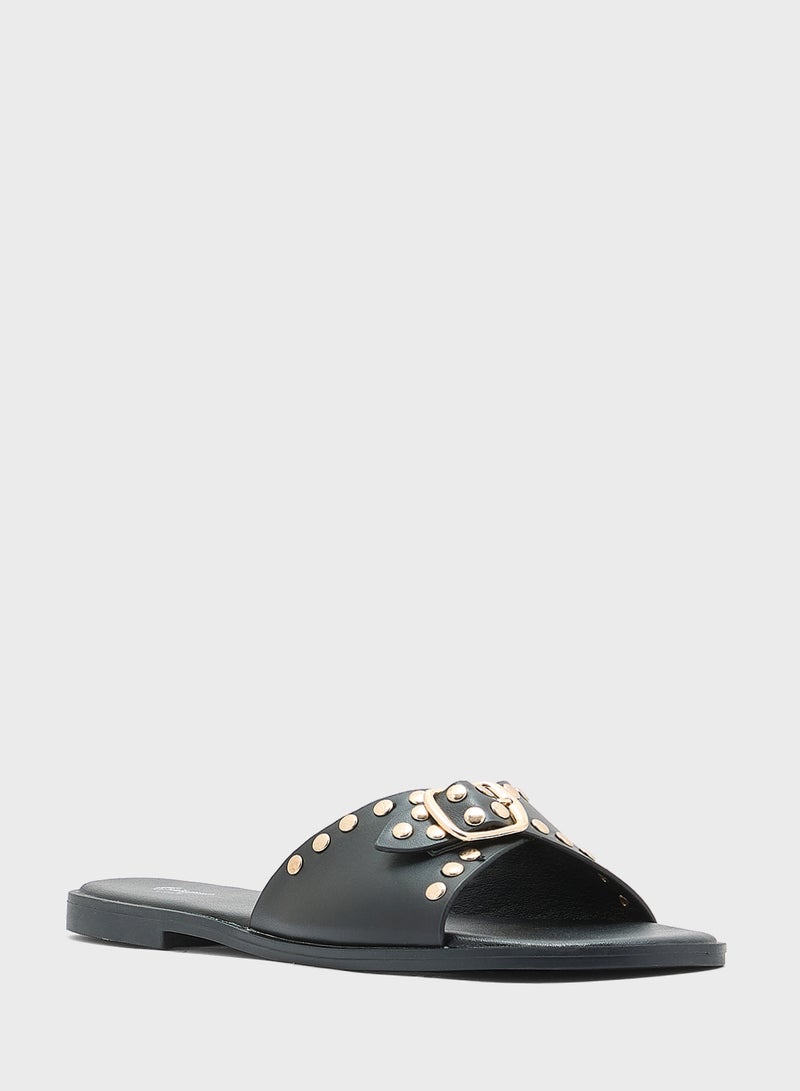Ginger Chunky Buckle Studded Flat Sandal - Image 2