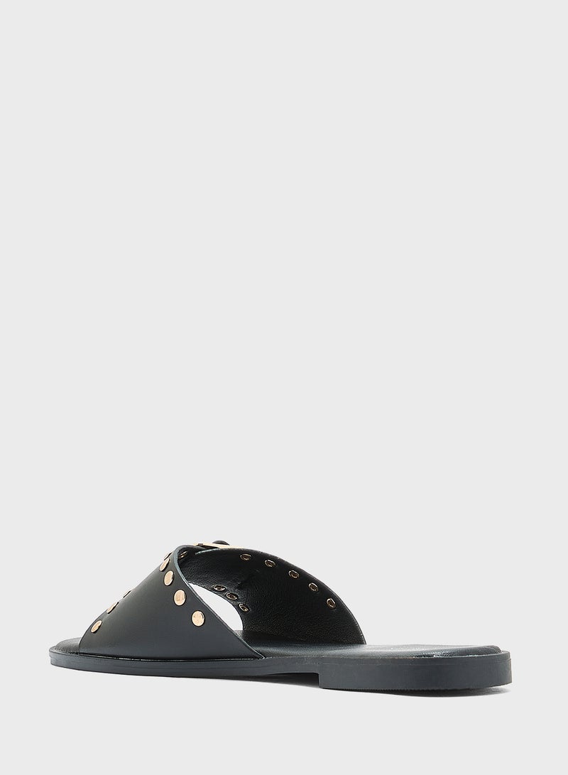 Ginger Chunky Buckle Studded Flat Sandal - Image 3