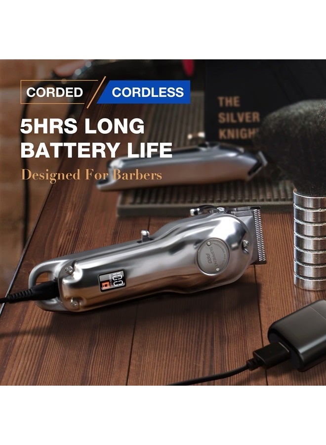 SUPRENT ® PRO Professional Hair Clippers for Men- Hair Cutting Kit & Zero Gap T-Blade Trimmer Combo- Cordless Barber Clipper Set with LED Display for Mens Gifts (Silver) - Image 2