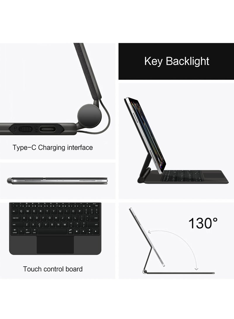 General For iPad Pro 13-inch (M4) 2024 Magnetic Keyboard Case, Multi-Touch Trackpad Keyboard Case, Wireless Backlit Keyboard, Easy-to-Adjust Floating Stand  - Image 4