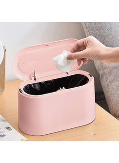 Arabest Mini Trash Can with Lid - Removable Small Garbage Can, Tiny Plastic Trash Bin, Pop Up Countertop Wastebasket, Counter Garbage Lint Bin for Bathroom,Office,Kitchen,Desk,Coffee Table(Pink)  - Image 1