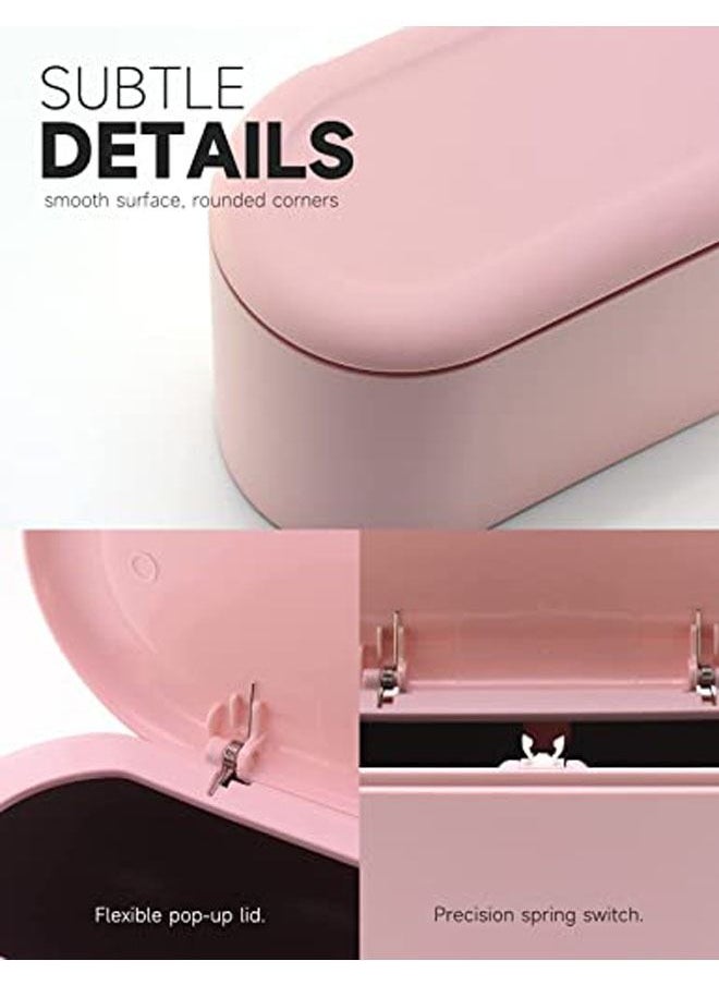 Arabest - Mini Trash Can with Lid - Removable Small Garbage Can, Tiny Plastic Trash Bin, Pop Up Countertop Wastebasket, Counter Garbage Lint Bin for Bathroom,Office,Kitchen,Desk,Coffee Table(Pink) - Image 1