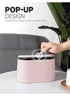 Arabest Mini Trash Can with Lid - Removable Small Garbage Can, Tiny Plastic Trash Bin, Pop Up Countertop Wastebasket, Counter Garbage Lint Bin for Bathroom,Office,Kitchen,Desk,Coffee Table(Pink)  - Image 3