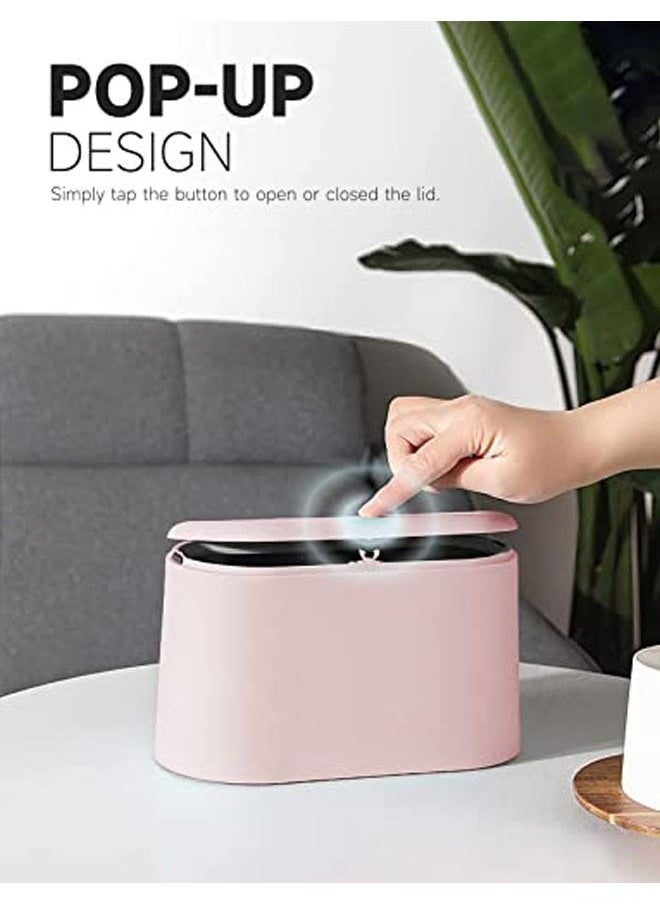 Arabest - Mini Trash Can with Lid - Removable Small Garbage Can, Tiny Plastic Trash Bin, Pop Up Countertop Wastebasket, Counter Garbage Lint Bin for Bathroom,Office,Kitchen,Desk,Coffee Table(Pink) - Image 1