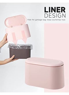 Arabest Mini Trash Can with Lid - Removable Small Garbage Can, Tiny Plastic Trash Bin, Pop Up Countertop Wastebasket, Counter Garbage Lint Bin for Bathroom,Office,Kitchen,Desk,Coffee Table(Pink)  - Image 5