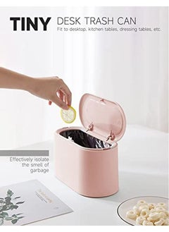 Arabest Mini Trash Can with Lid - Removable Small Garbage Can, Tiny Plastic Trash Bin, Pop Up Countertop Wastebasket, Counter Garbage Lint Bin for Bathroom,Office,Kitchen,Desk,Coffee Table(Pink)  - Image 4