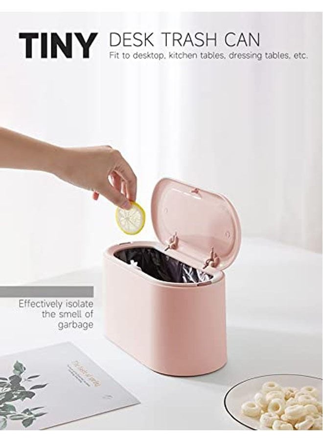 Arabest - Mini Trash Can with Lid - Removable Small Garbage Can, Tiny Plastic Trash Bin, Pop Up Countertop Wastebasket, Counter Garbage Lint Bin for Bathroom,Office,Kitchen,Desk,Coffee Table(Pink) - Image 1