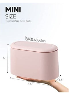 Arabest Mini Trash Can with Lid - Removable Small Garbage Can, Tiny Plastic Trash Bin, Pop Up Countertop Wastebasket, Counter Garbage Lint Bin for Bathroom,Office,Kitchen,Desk,Coffee Table(Pink)  - Image 2