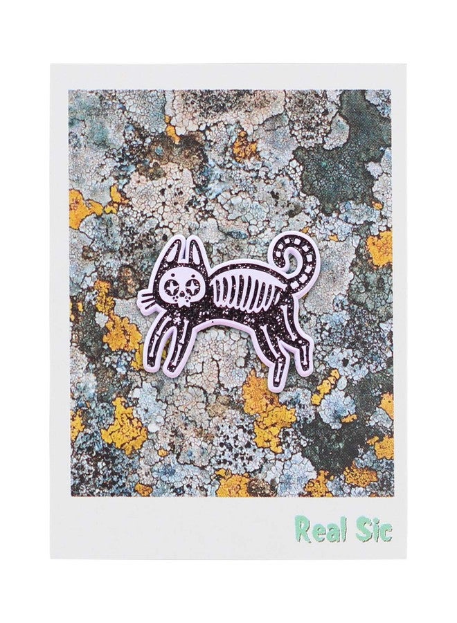REAL SIC Skeleton Cat Pin - Occult Black Cat Lapel Pin - Halloween Witch Enamel Pin Accessory for Jackets, Backpacks, Hats, Bags & Tops (Black Glitter) - Image 2