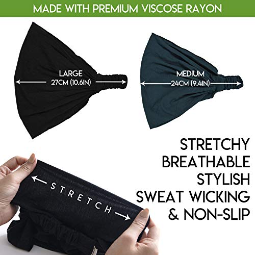 Charm Black 2-Pack Japanese Bandana Headbands for Men and Women – Comfortable Head Bands with Elastic Secure Snug Fit Ideal Runners Fitness Sports Football Tennis Stylish Lightweight M - Image 4