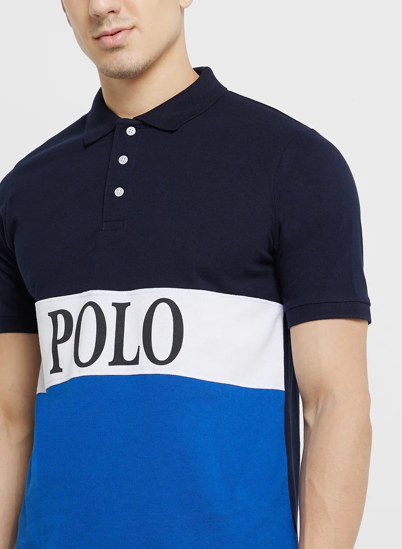 Seventy Five Contrast Cut & Sew Tipping Polo With Embroidery