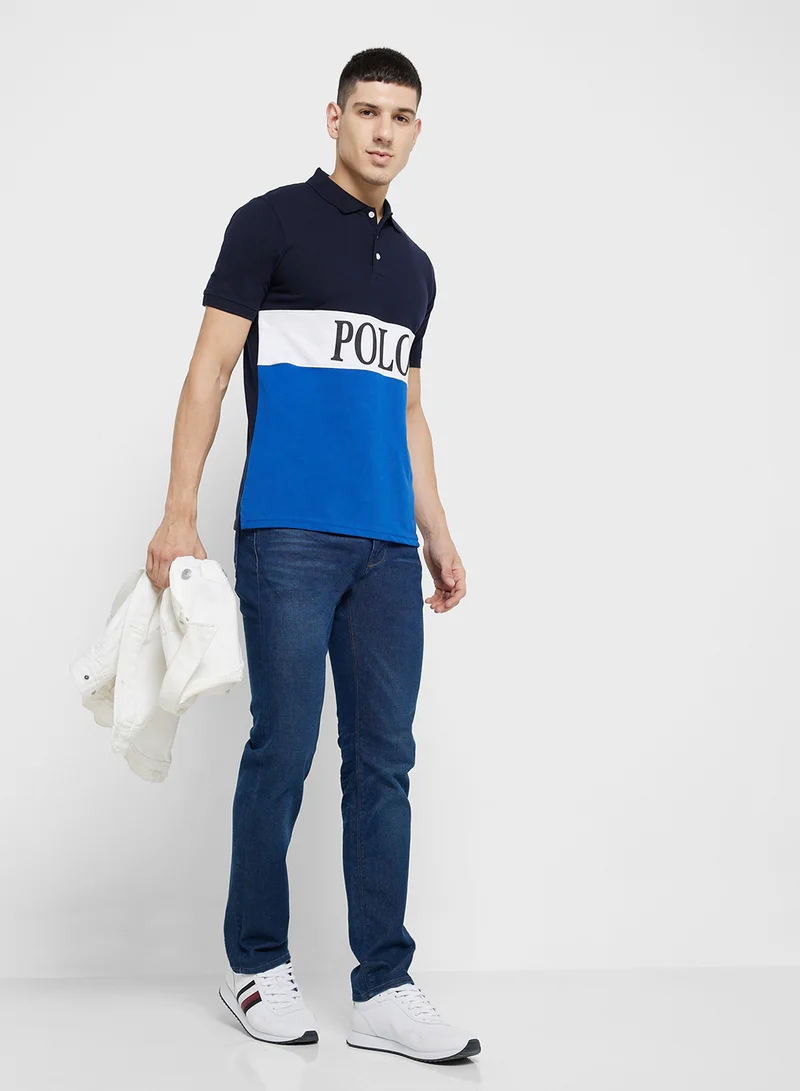 Seventy Five Contrast Cut & Sew Tipping Polo With Embroidery
