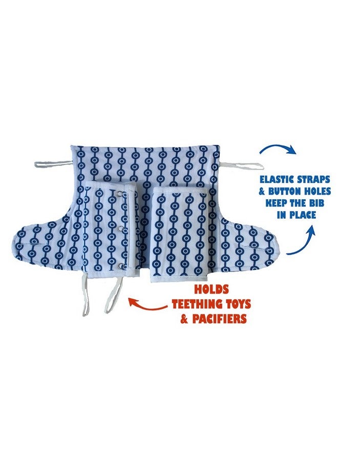 Amazing Tot Drool and Teething Pad Reversible Organic Cotton 3-Piece Set Compatible with Ergobaby Four Position 360 Baby Carrier (Blue and White Circles)  - Image 2