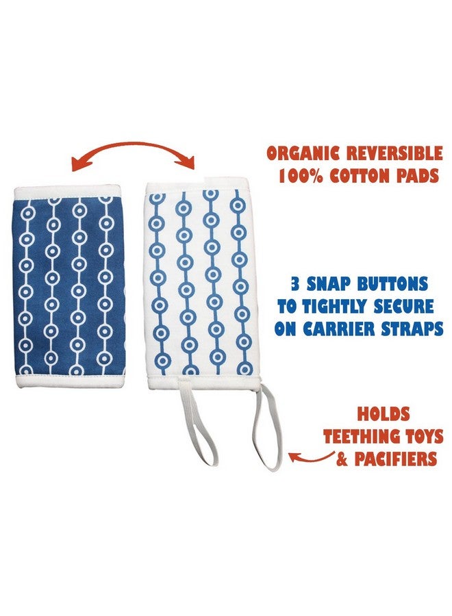 Amazing Tot Drool and Teething Pad Reversible Organic Cotton 3-Piece Set Compatible with Ergobaby Four Position 360 Baby Carrier (Blue and White Circles)  - Image 3