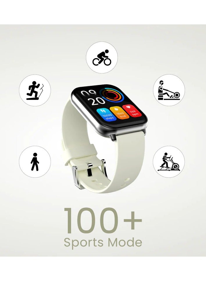 HiFuture Zone2 1.96 Inch Ips Display Bt Calling Smart Watch - Silver White - Image 2