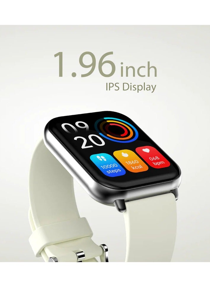 HiFuture Zone2 1.96 Inch Ips Display Bt Calling Smart Watch - Silver White - Image 3
