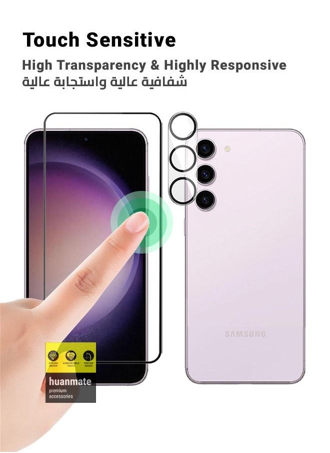 Full Screen Protector With Camera Protector For Samsung Galaxy S23 Plus Black/Clear