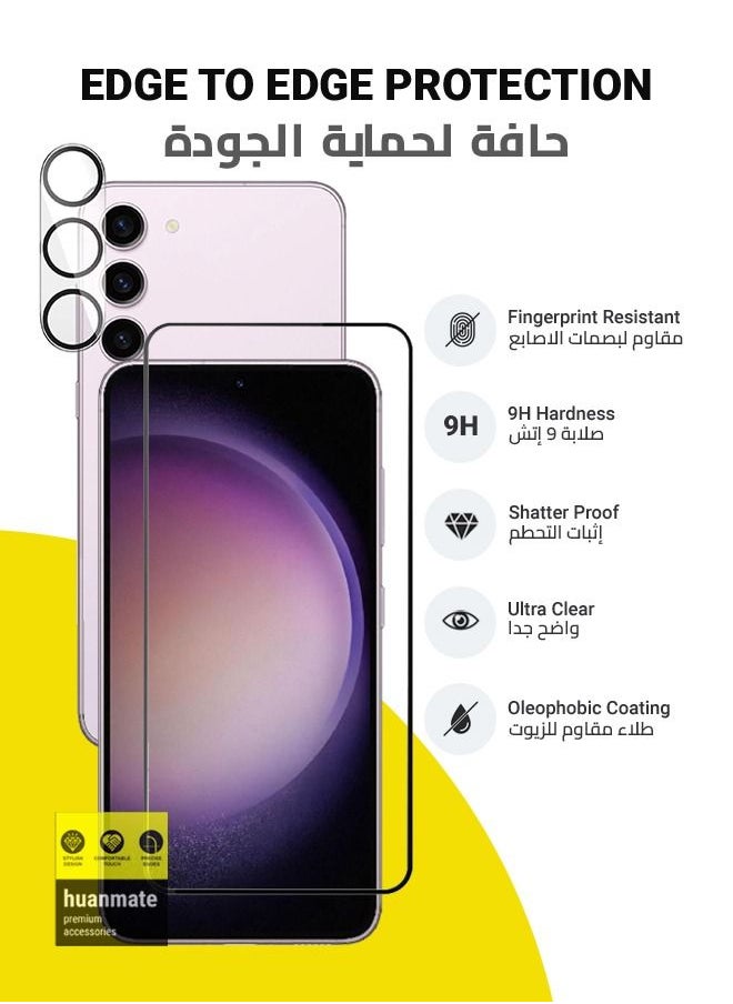 Full Screen Protector With Camera Protector For Samsung Galaxy S23 Plus Black/Clear